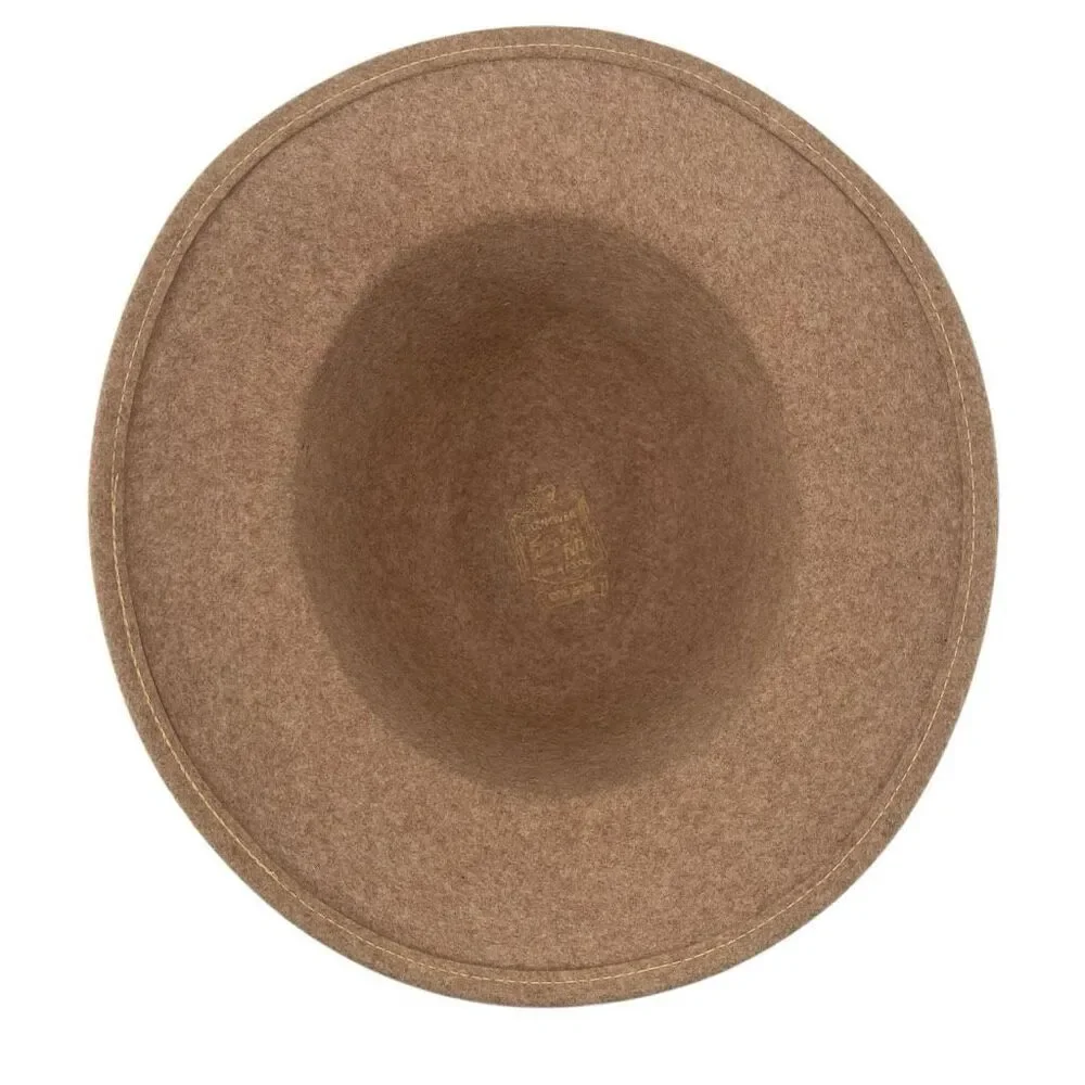 Vintage Knox Custom Felt Fedora Hat with Feather Accent Tan Wool Made in USA